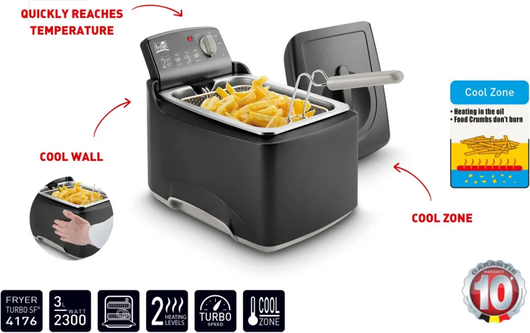Fritel Turbo SF 4176 Friteuse 2300W 3L - Mat Zwart