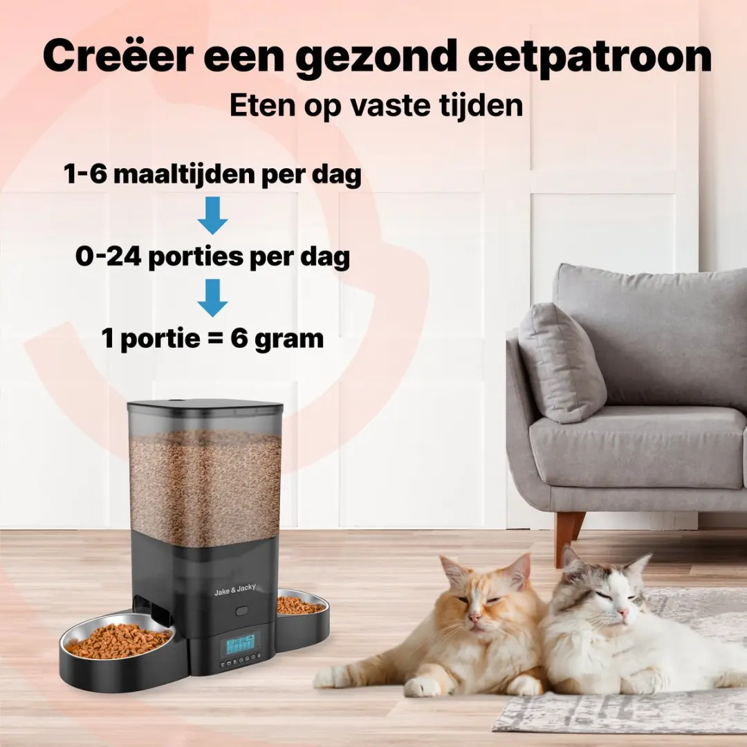 Jake and Jacky Automatische Voerbak 5L - Zwart - afbeelding 6 van 6