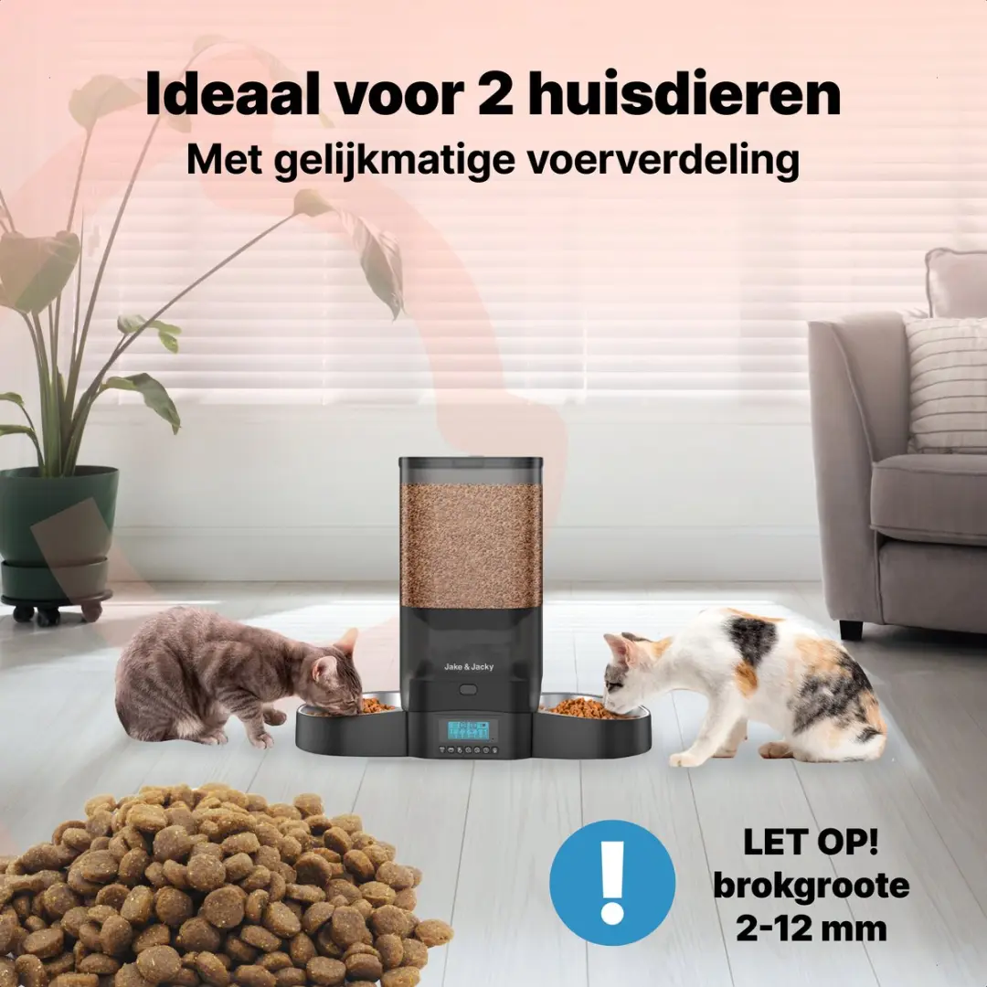 Jake and Jacky Automatische Voerbak 5L - Zwart