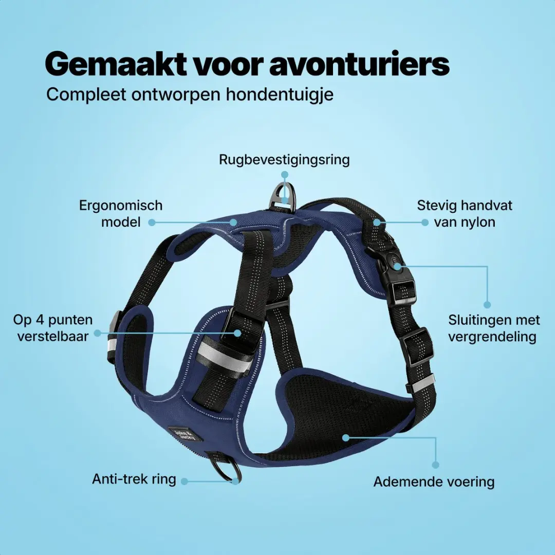 Jake and Jacky Anti-Trek Tuig Hondenharnas L - Blauw