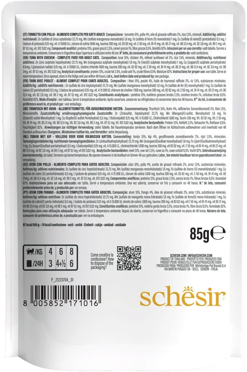 Schesir Kattenvoer Tonijn - Kip in Gelei 85g