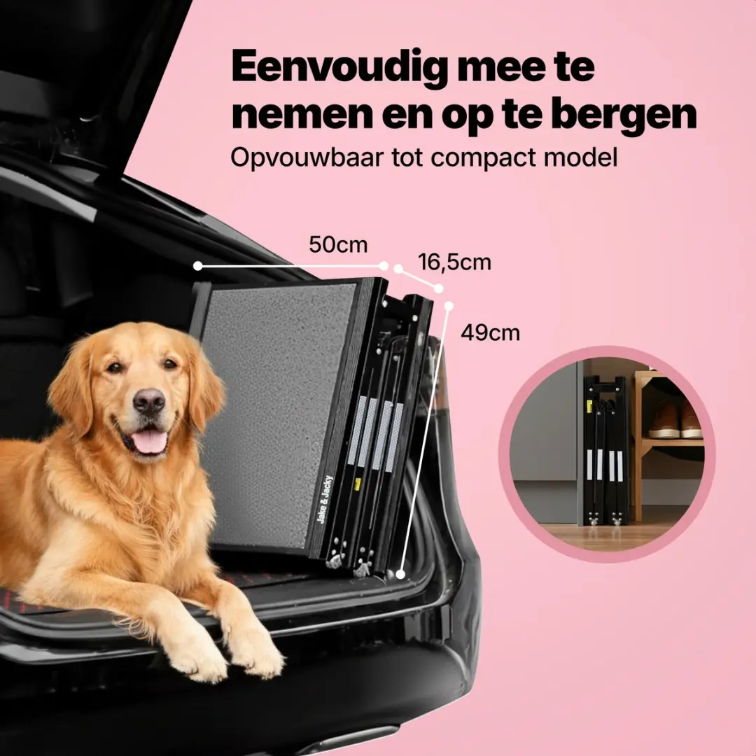 Jake and Jacky Hondenloopplank Auto 170x50cm - Antislip & Opvouwbaar