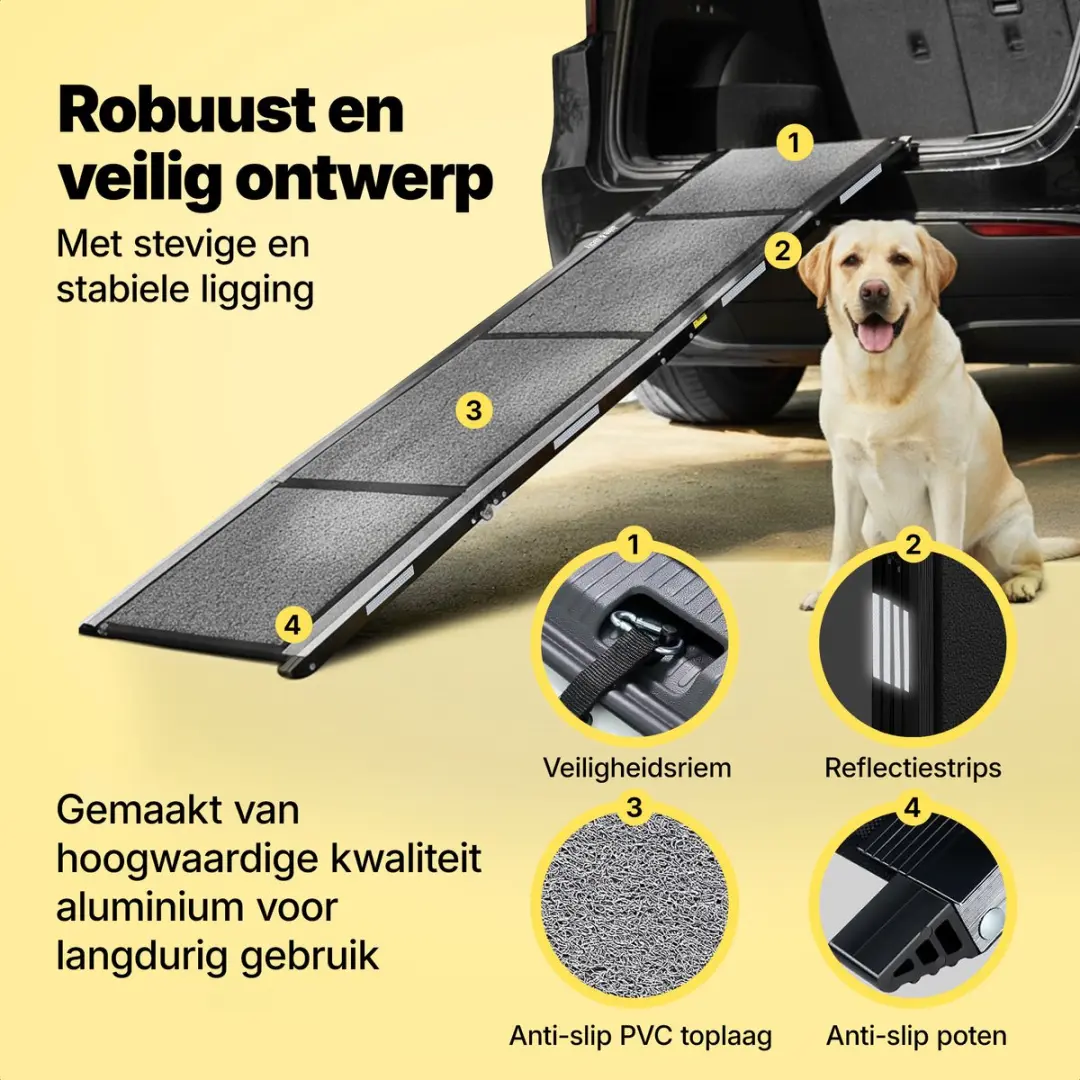 Jake and Jacky Hondenloopplank Auto 170x50cm - Antislip & Opvouwbaar