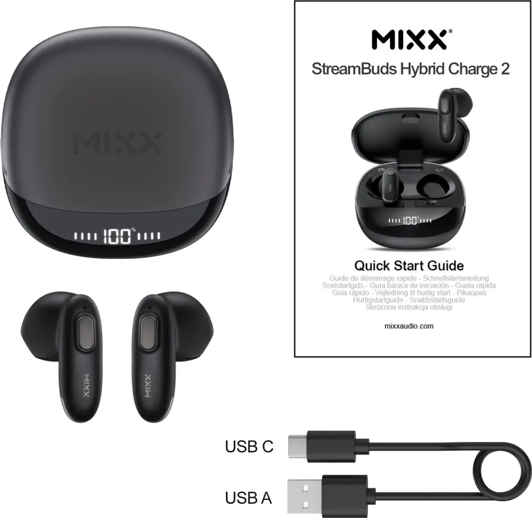 Mixx StreamBuds Hybrid Charge 2 Oordopjes - Zwart