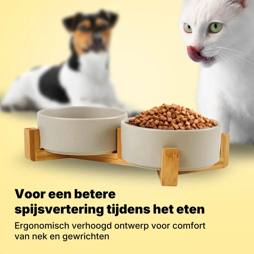 Jake and Jacky Keramiek Voerbakken 2x400ml - Grijs