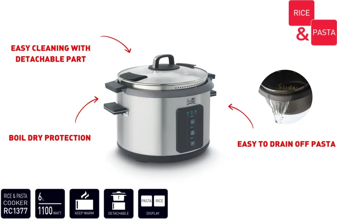 Fritel RC 1377 Pasta Rijstkoker 6L - 1100W - Inox