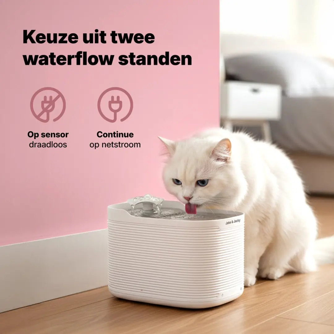 Jake and Jacky Drinkfontein RVS Draadloos 2,5L - Wit
