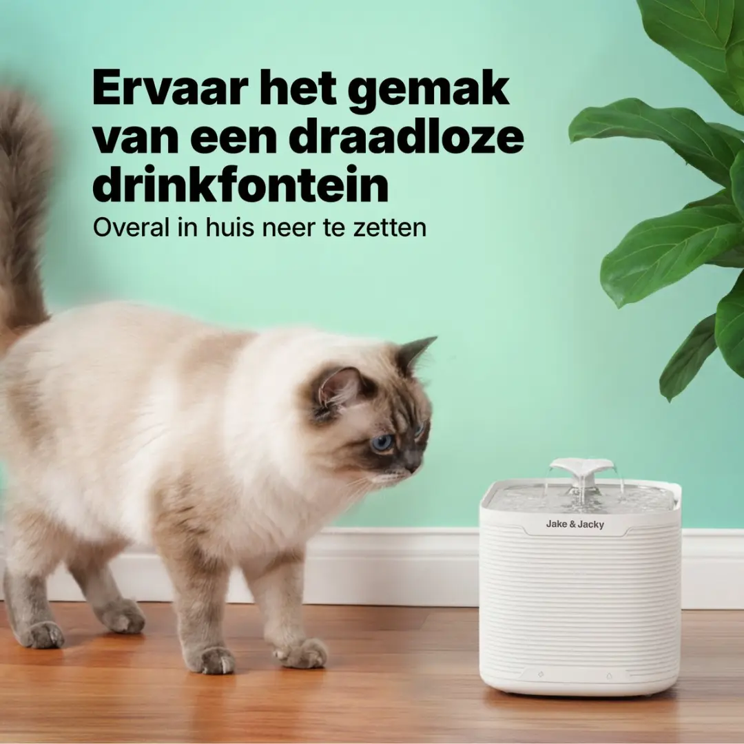 Jake and Jacky Drinkfontein RVS Draadloos 2,5L - Wit