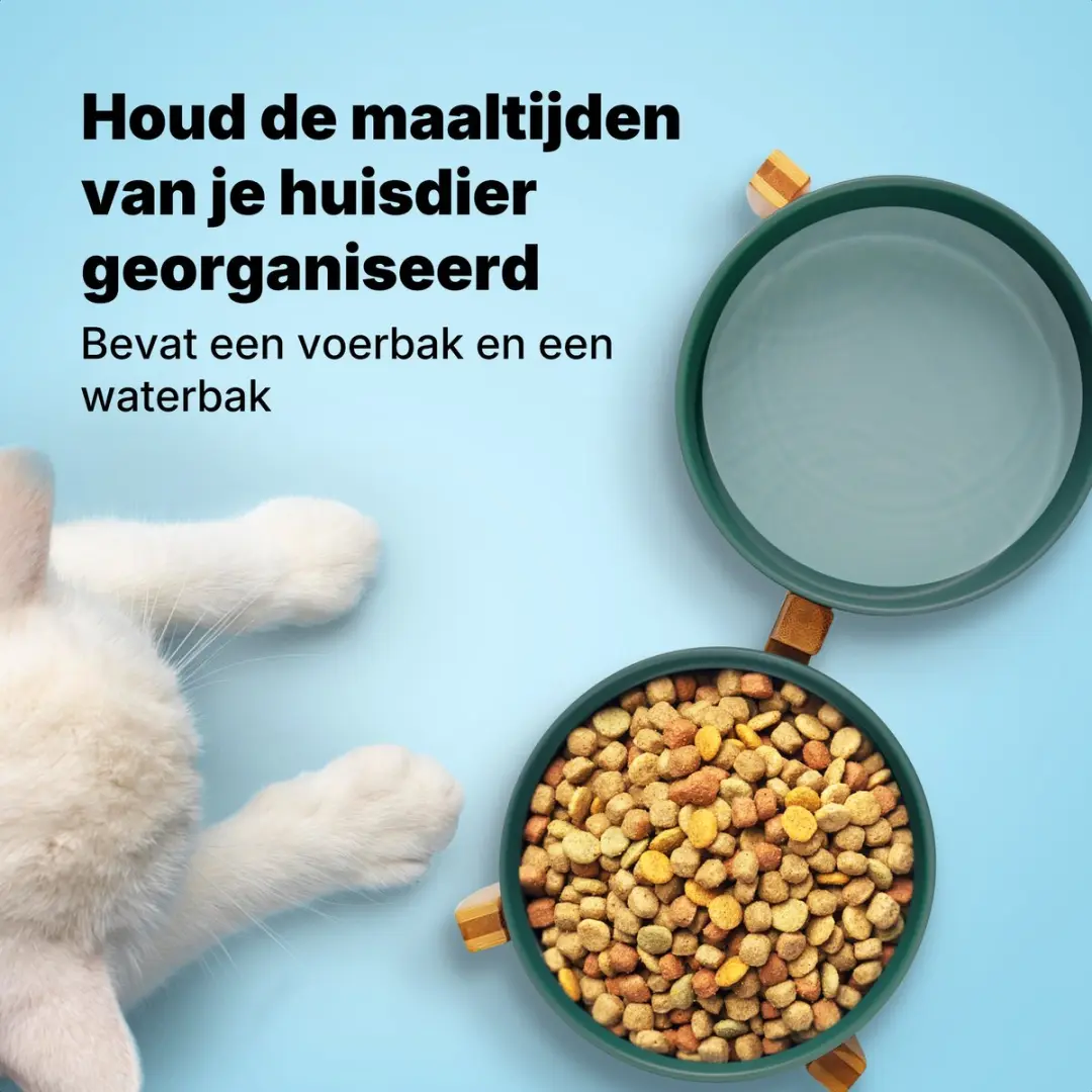 Jake and Jacky Keramiek Voerbakken 2x400ml - Groen - afbeelding 6 van 6