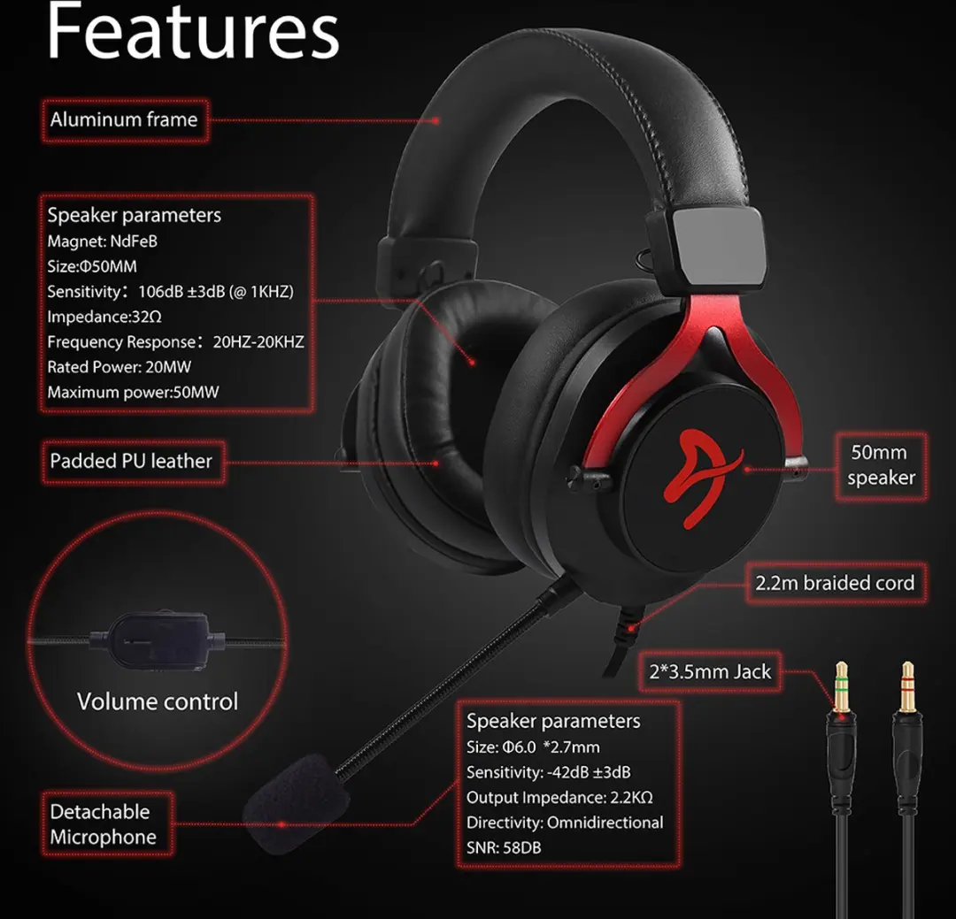 Arozzi Aria AZ-ARIA-RD Gaming Headset - Rood