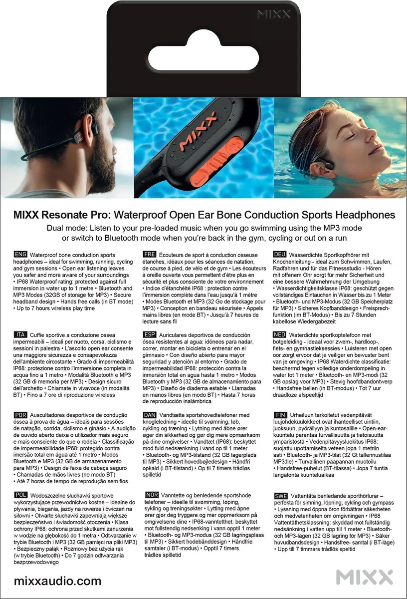 Mixx Resonate Pro MRES-PR-BK-511 Sportkoptelefoon - Zwart