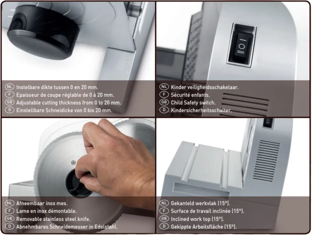 Fritel SL 3655 Snijmachine - 160W - Ø17cm - Grijs - afbeelding 6 van 6