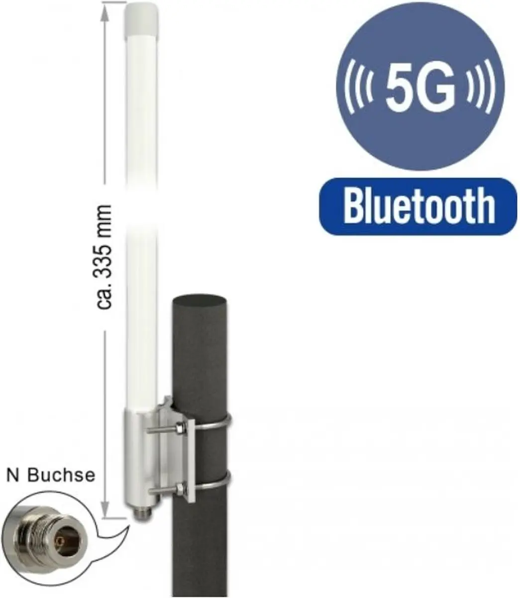 Delock 5G LTE Antenne N Jack - 2,93 dBi - 33,5 cm - Wit