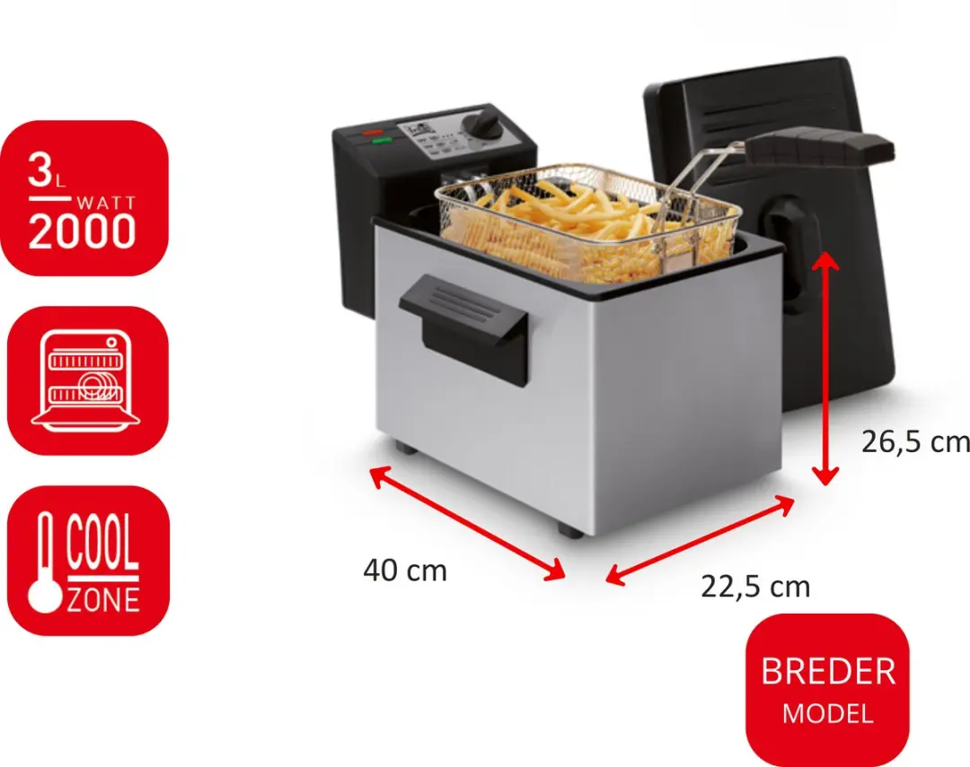 Fritel A101 Friteuse 2000W 3L - Antistofdeksel