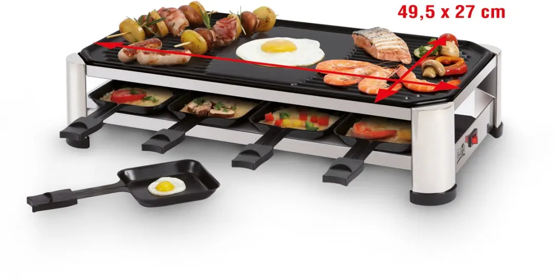 Fritel Raclette Grill RG 2170 - 1500W - 8 Personen - Incl. 8 Pannetjes
