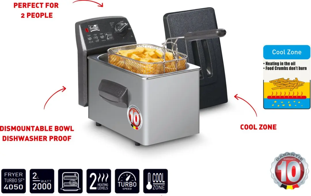 Fritel Turbo SF 4371 Frituurpan 2000W - 2 Liter - Zilver