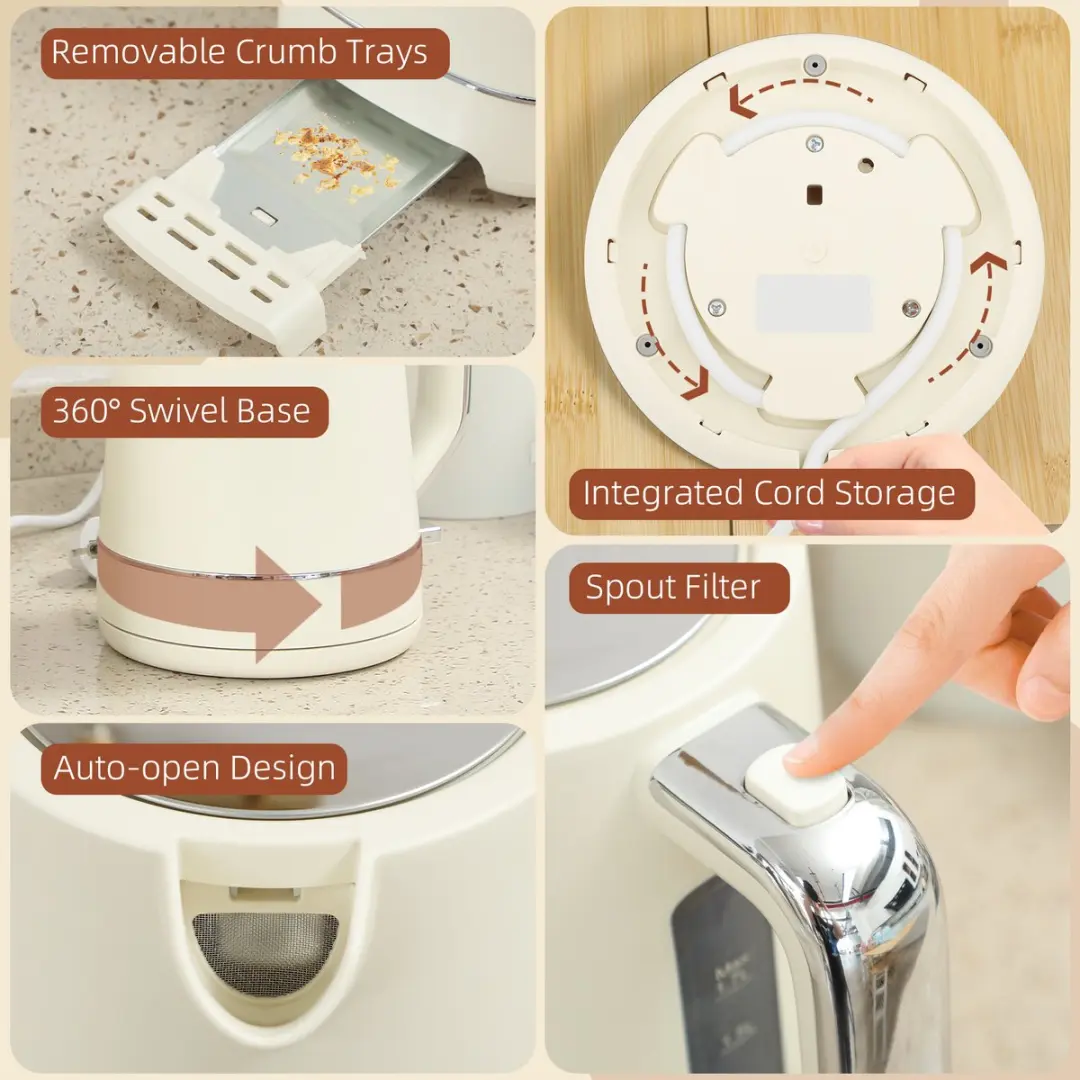Homcom Waterkoker & Broodrooster Set 2200W - Beige