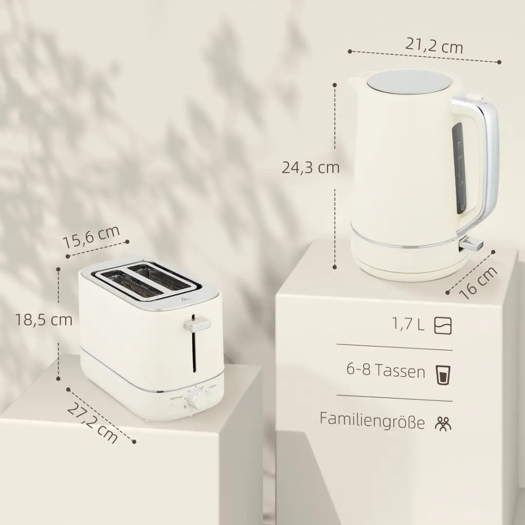 Homcom Waterkoker & Broodrooster Set 2200W - Beige