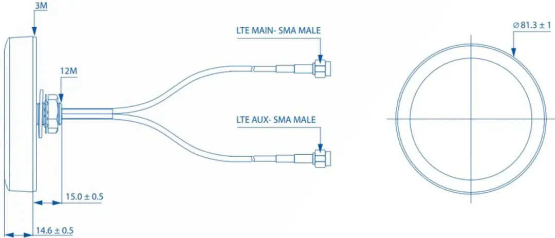 Teltonika PR1KCL25 Dakschroefantenne - Zwart