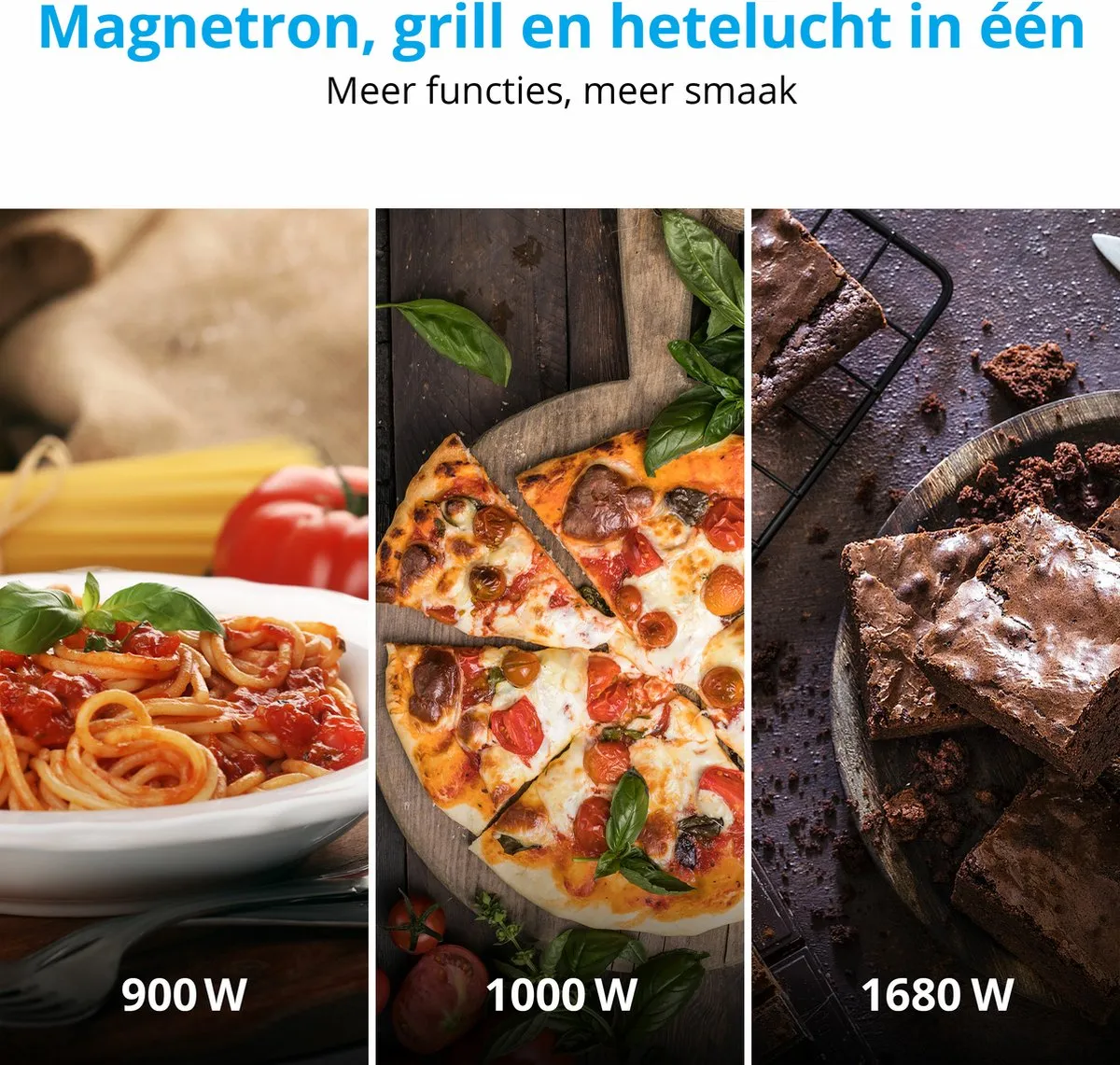 MEDION 3-in-1 magnetron met grill- en heteluchtfunctie (23 liter, 900 watt, 1.000 watt grill, 1.680 watt hetelucht, 10 automatische programma's, ontdooifunctie, display, MD11493) zwart