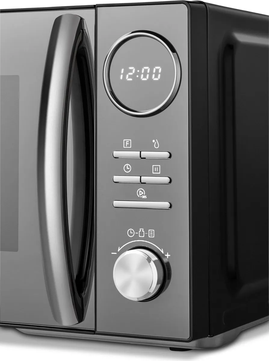 MEDION 3-in-1 magnetron met grill- en heteluchtfunctie (23 liter, 900 watt, 1.000 watt grill, 1.680 watt hetelucht, 10 automatische programma's, ontdooifunctie, display, MD11493) zwart