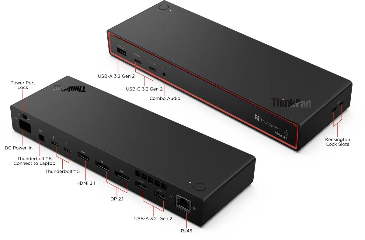 Lenovo ThinkPad Thunderbolt 5 Smart Dock 7500 - 40BA0265EU - Zwart