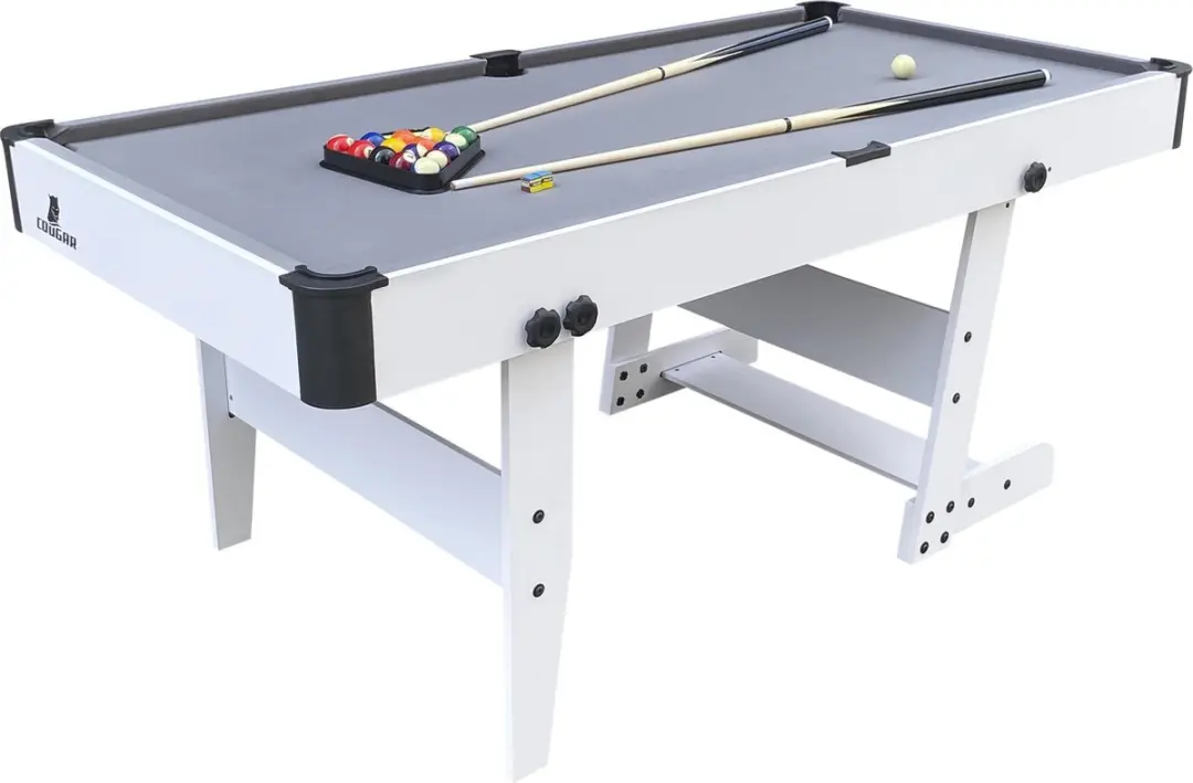 Cougar Hustle L Opklapbare Pooltafel 153x76cm - Wit/Grijs