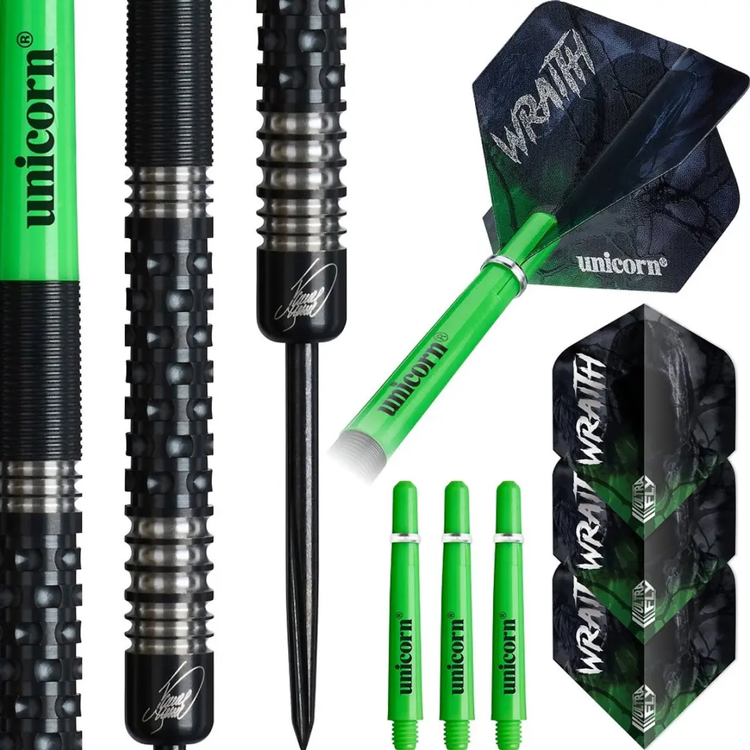 Unicorn Wraith Phase 2 Dartpijlen 3-delig - Zwart/Zilver/ Groen