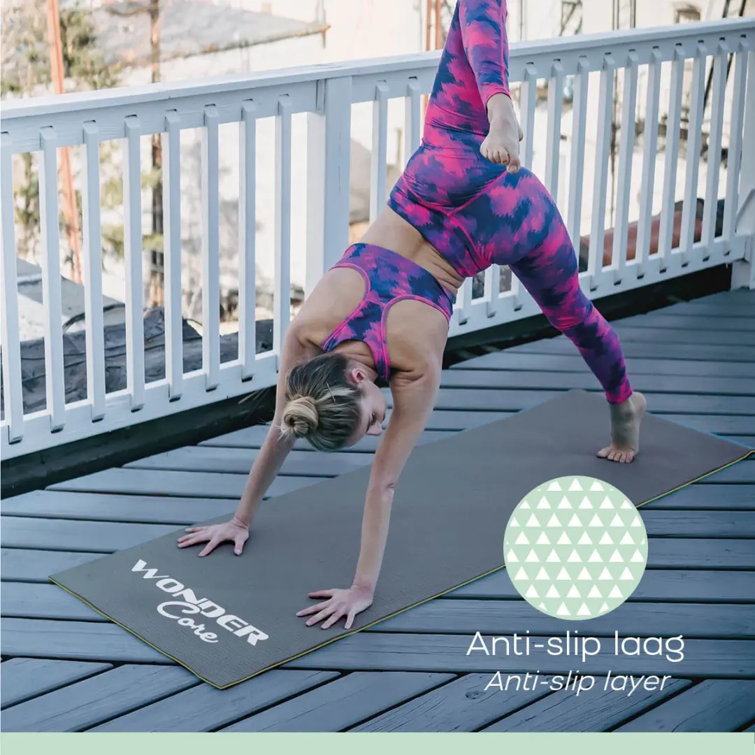 Wonder Core Yogamat - 6mm Antislip - 173x61cm - Groen/Grijs
