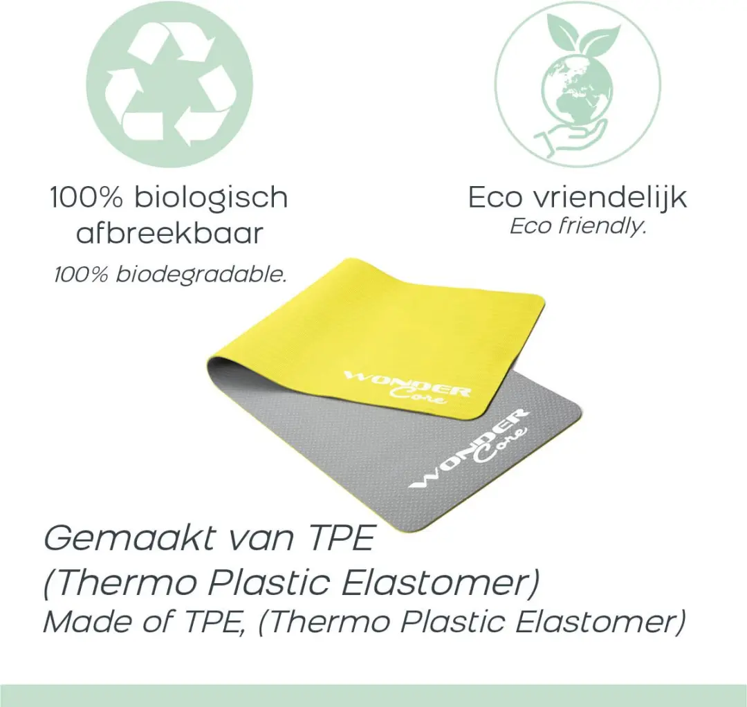 Wonder Core Yogamat - 6mm Antislip - 173x61cm - Groen/Grijs