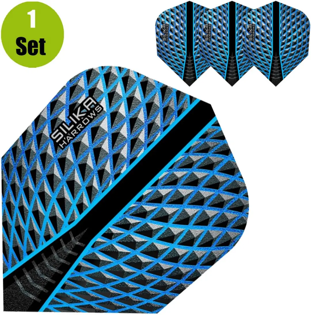 Harrows Silika Round NO6 Aqua Tough Crystalline Coated - Dart Flights HF5100 - 3 Stuks - Blauw