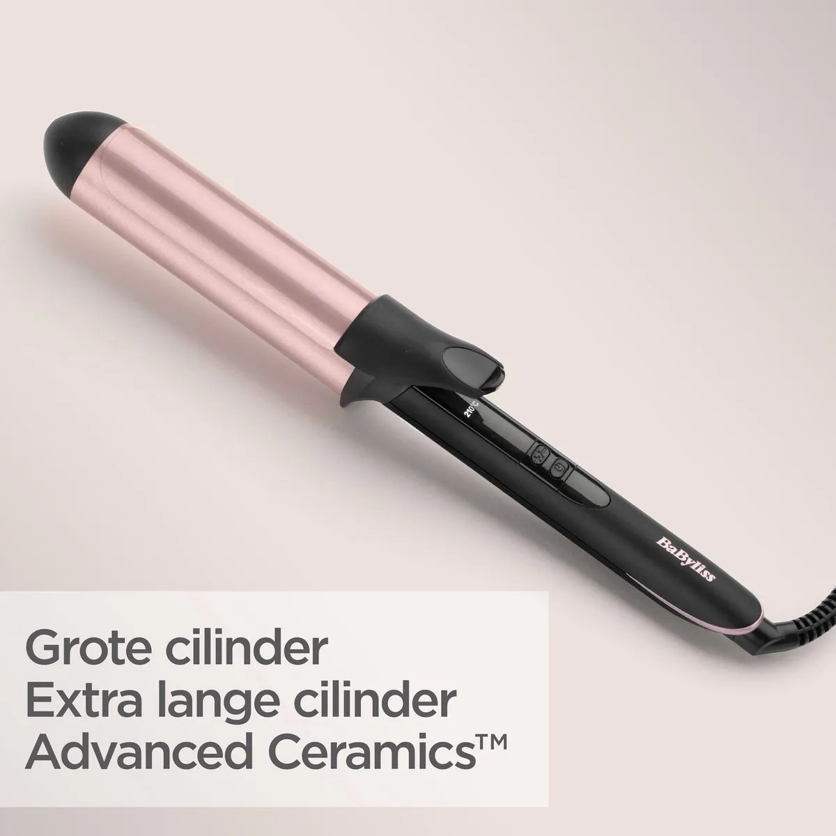 Babyliss Rose-Quartz 38mm Krultang C453E - 6 Temperaturen - Roze/Zwart