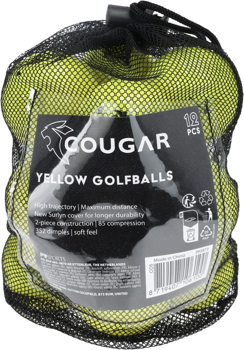 Cougar Gele Golfballen - 12 Stuks