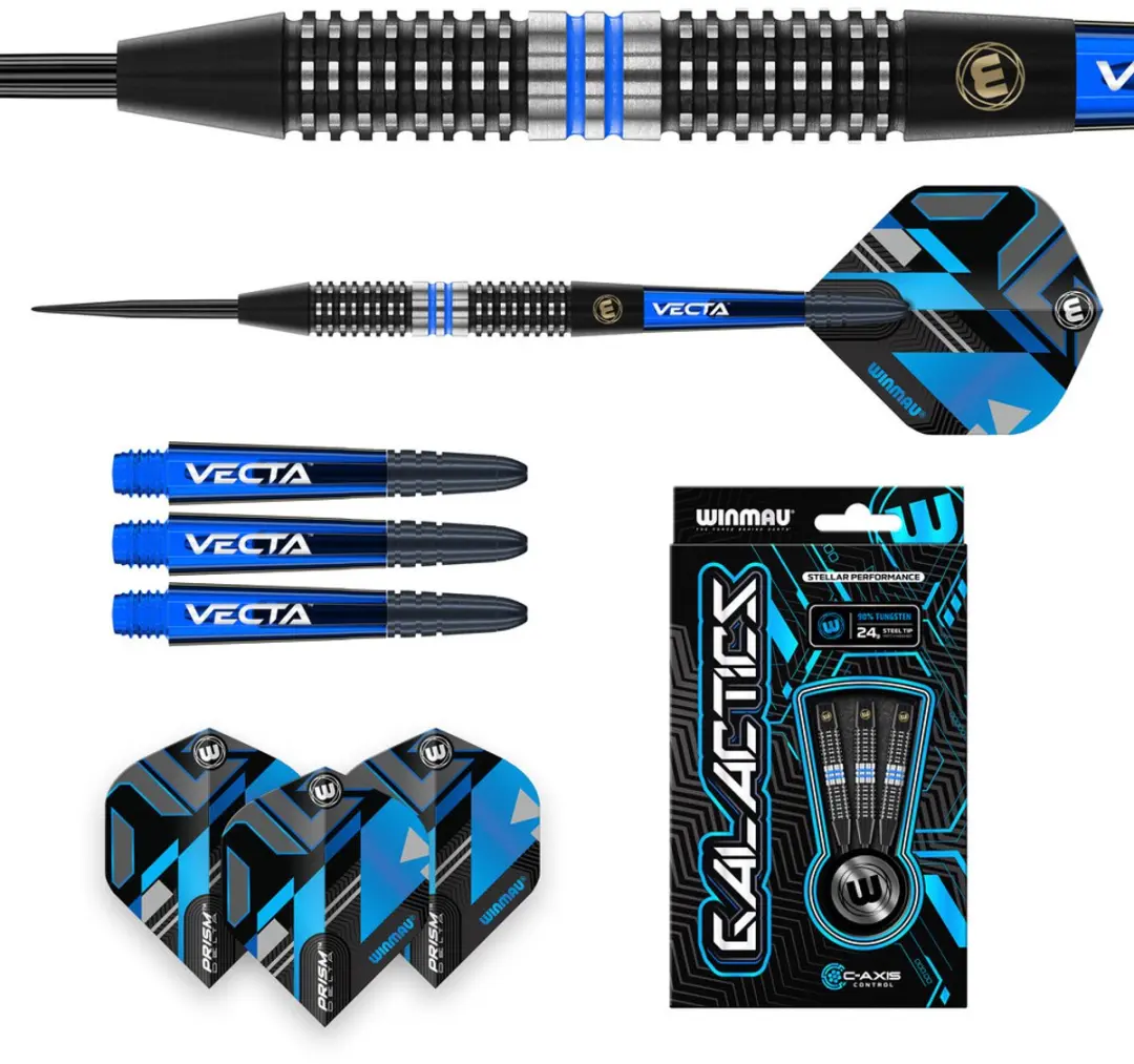 Winmau Galactics 90% Dartpijlen - 3 Stuks - Zilver/Blauw/Zwart
