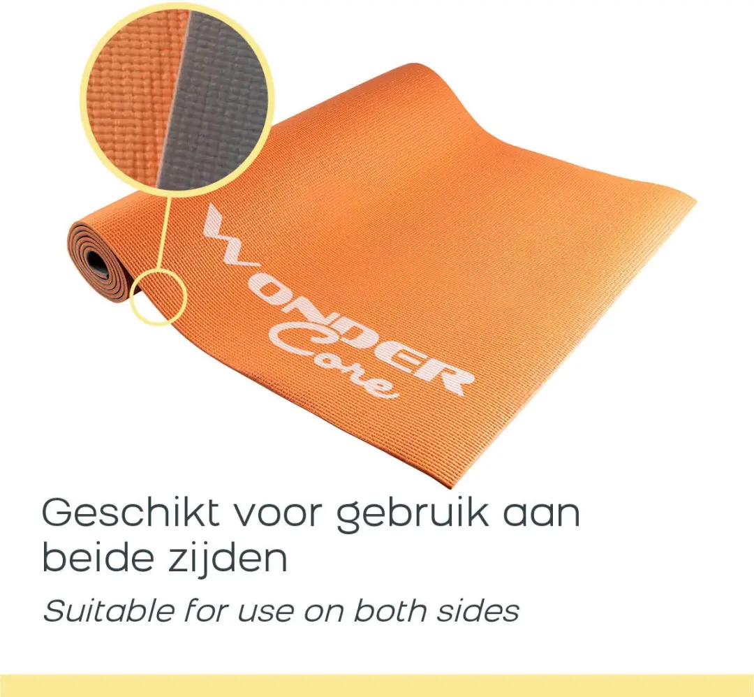 Wonder Core Yogamat 6mm - 170x60cm - Oranje/Grijs