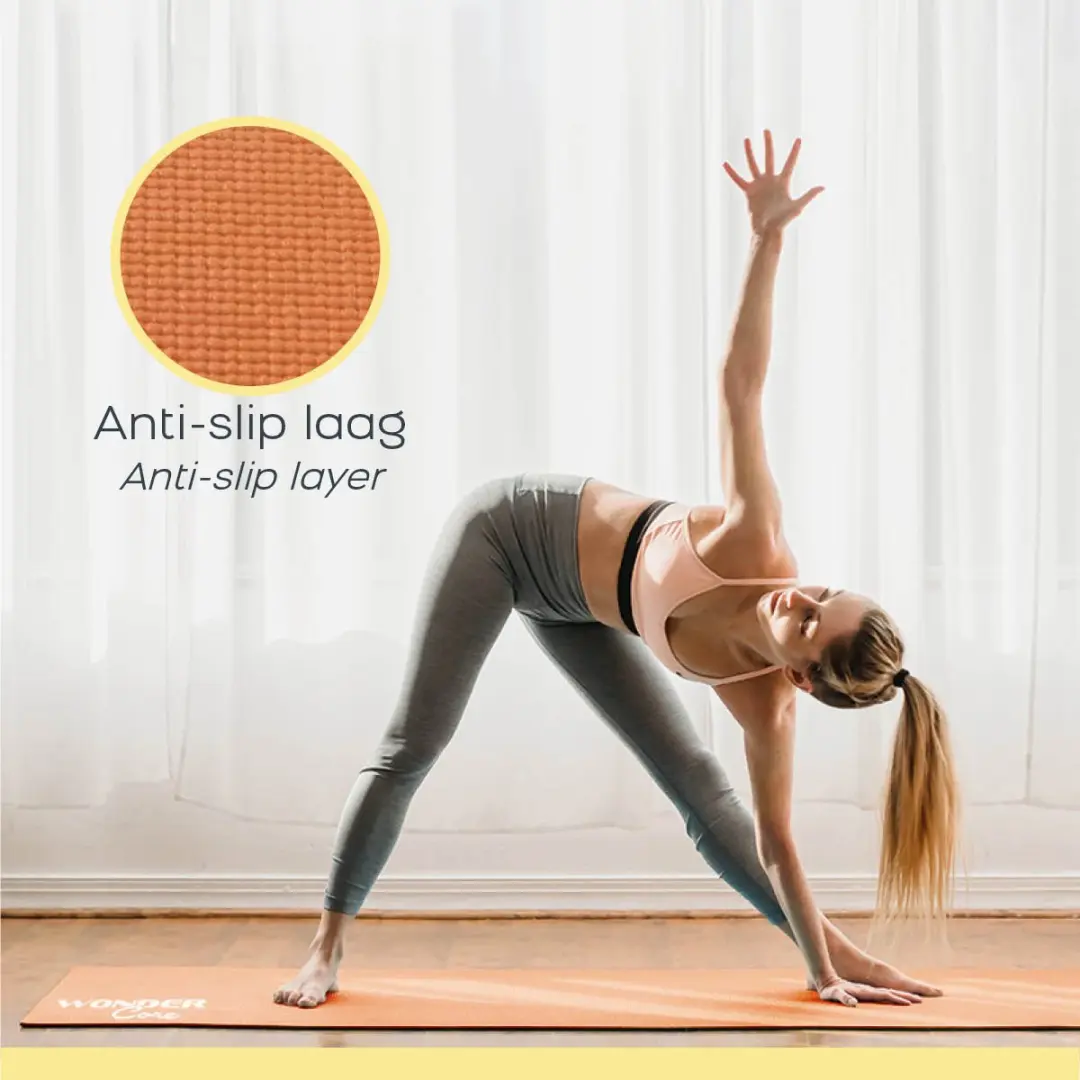 Wonder Core Yogamat 6mm - 170x60cm - Oranje/Grijs