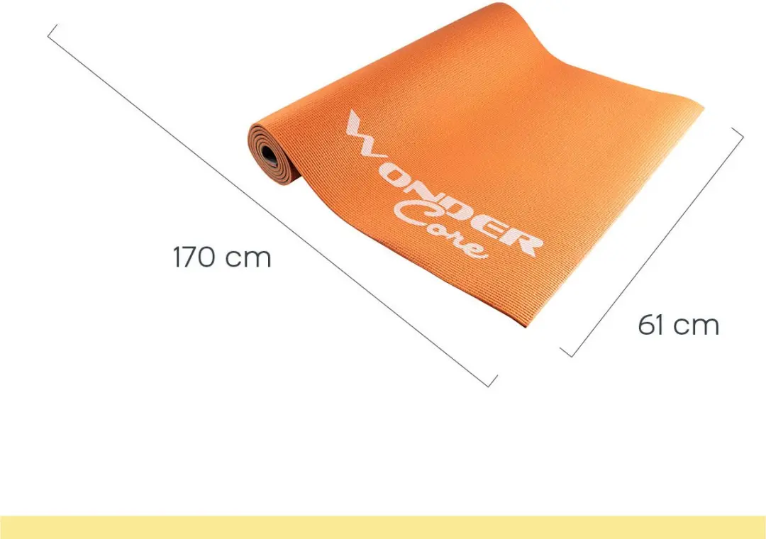Wonder Core Yogamat 6mm - 170x60cm - Oranje/Grijs - afbeelding 6 van 6
