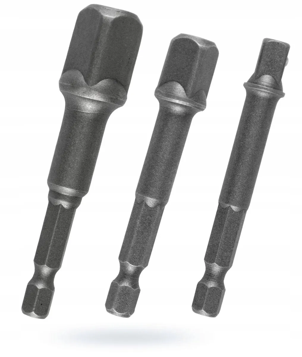 Hikoki Adapterset 1/4" Hex naar 1/4", 3/8", 1/2" Vierkant - 3 Stuks