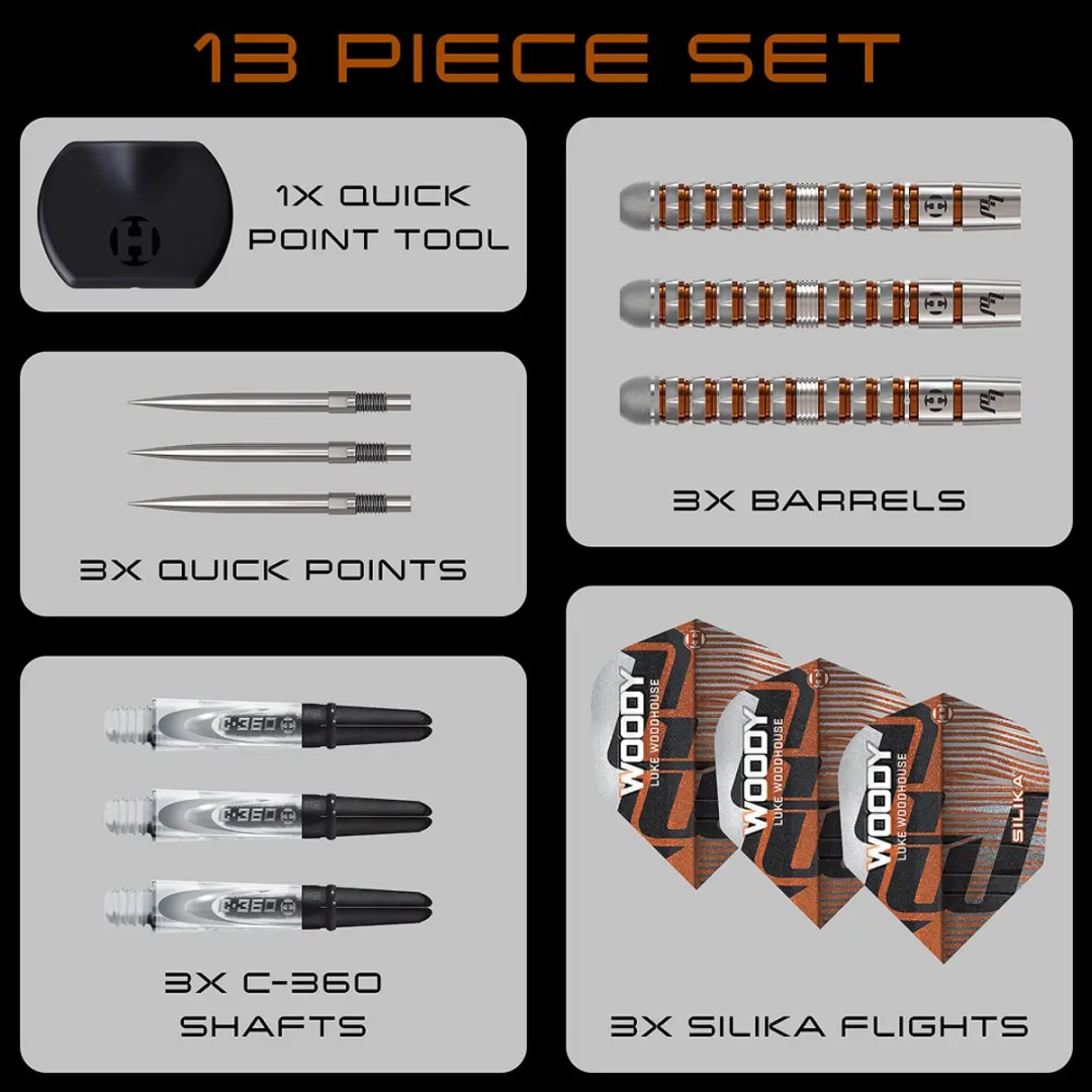 Harrows Luke Woodhouse Series 3 Dartset 23gr - 3 Stuks - Oranje/Zilver