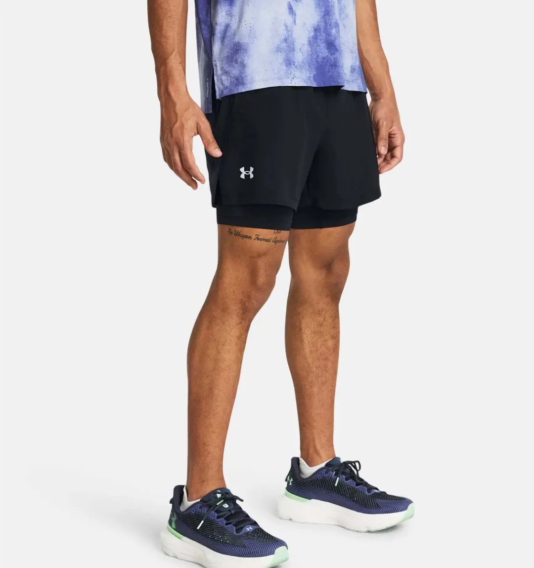 Under Armour UA Launch 5'' 2-in-1 Shorts 1382640-001 - Heren Sportbroek M - Zwart