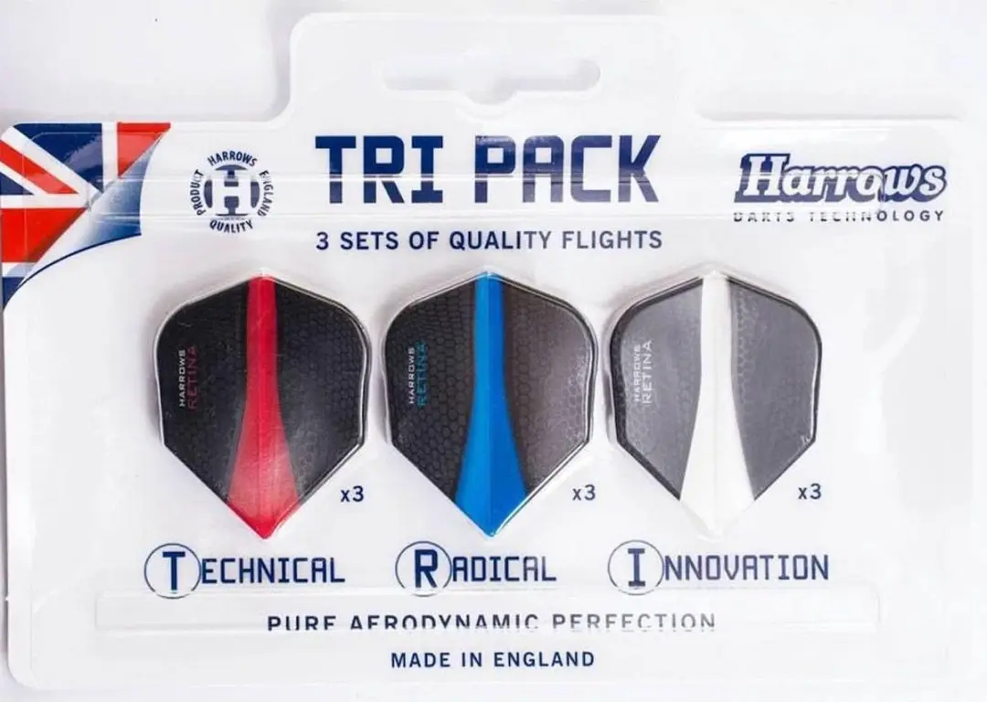 Harrows Tri Pack Retina Flights - 194588 - Rood/Blauw/Wit