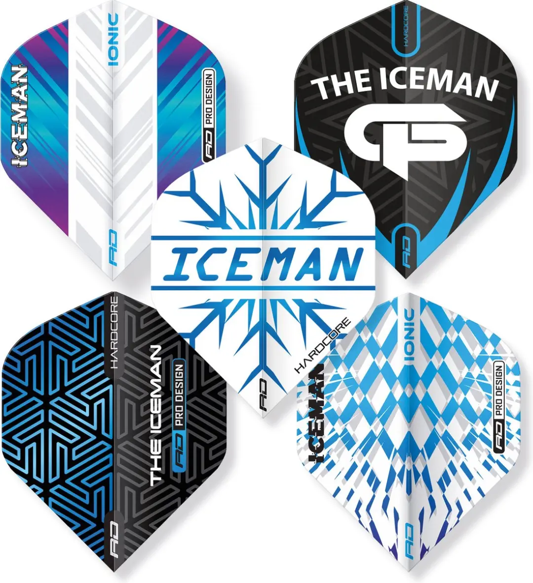 Red Dragon Iceman Hardcore Flight Collection Dart Flights - 3 Stuks - Multi