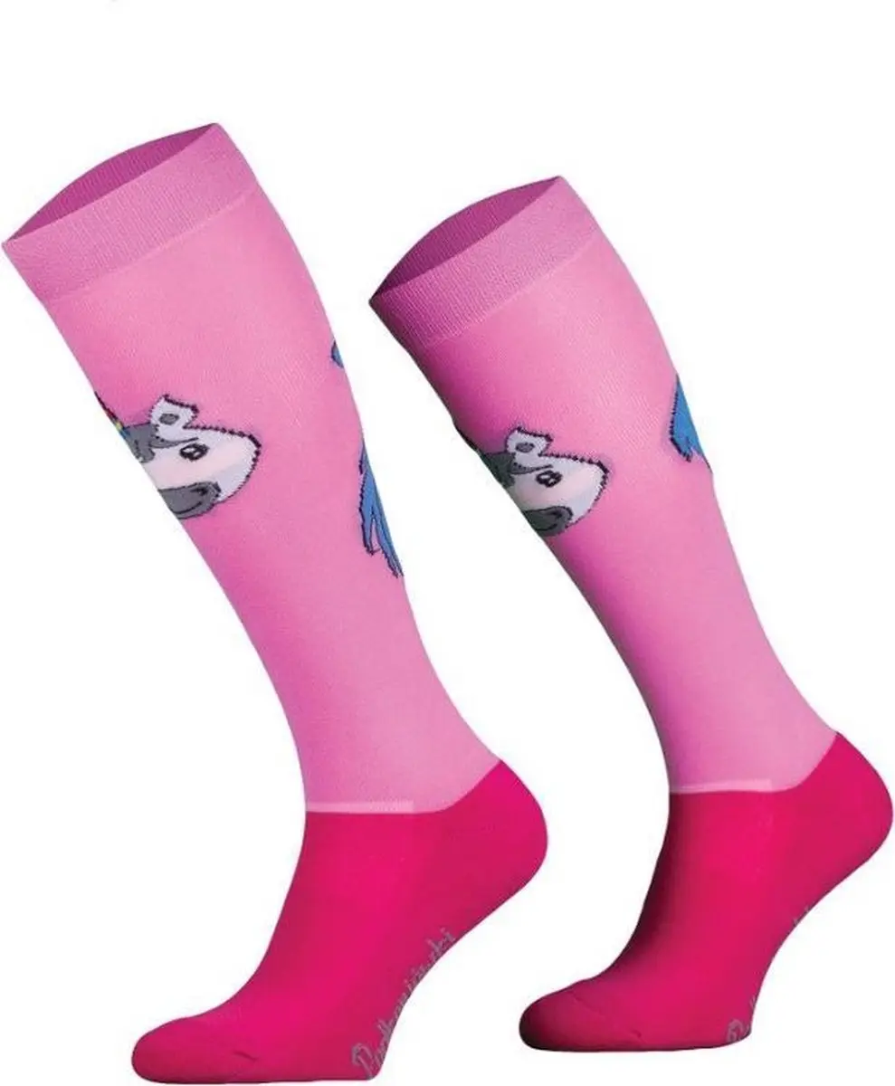 Comodo Paardrijsokken Unicorn Roze