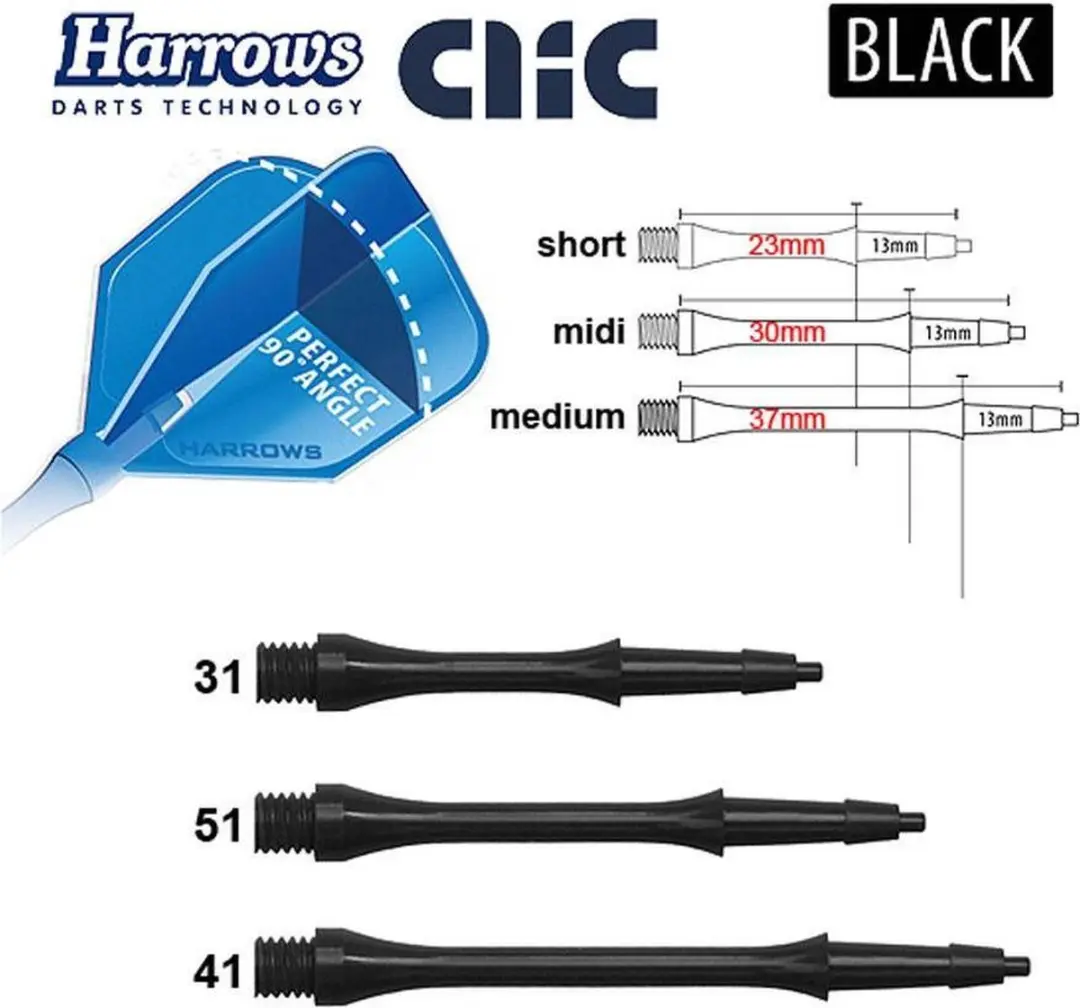Harrows Clic Shaft SC4001 - 3 Stuks - Zwart