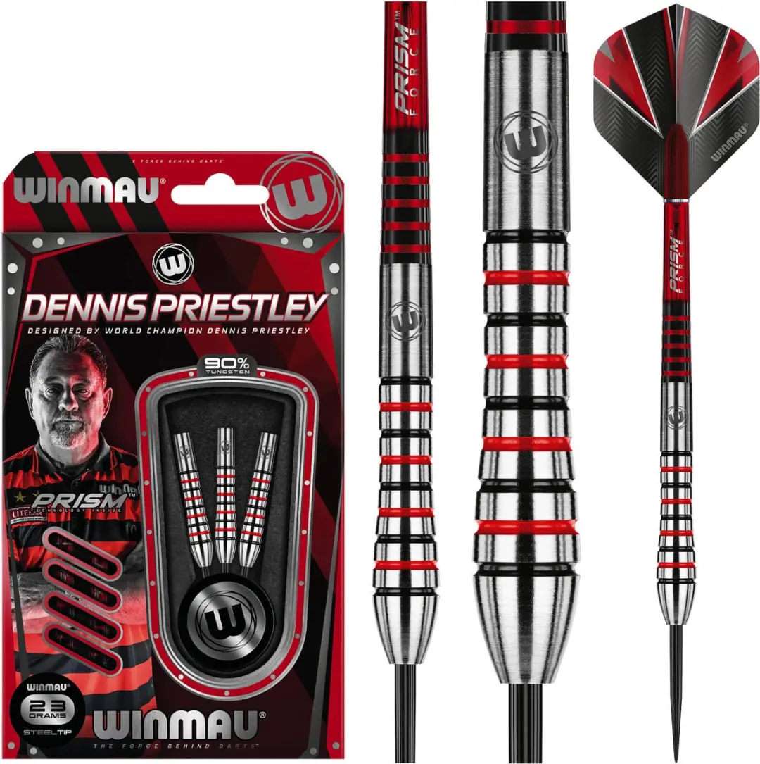 Winmau Dennis Priestley 90% Dartpijlen - 3 Stuks - Rood