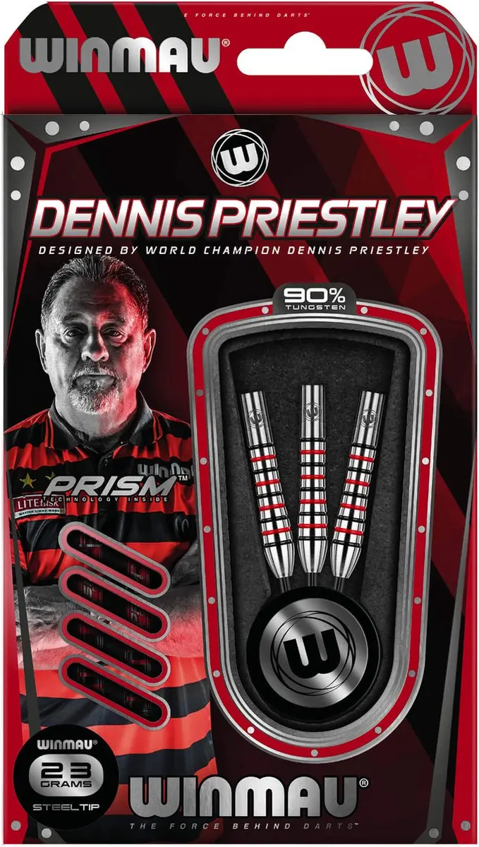 Winmau Dennis Priestley 90% Dartpijlen - 3 Stuks - Rood