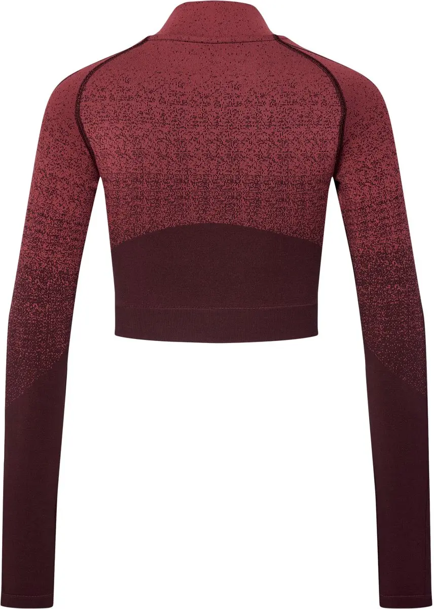 Hummel Fade Seamless Half Zip Dames Shirt - L - Bitter Chocolate/Mineral Red