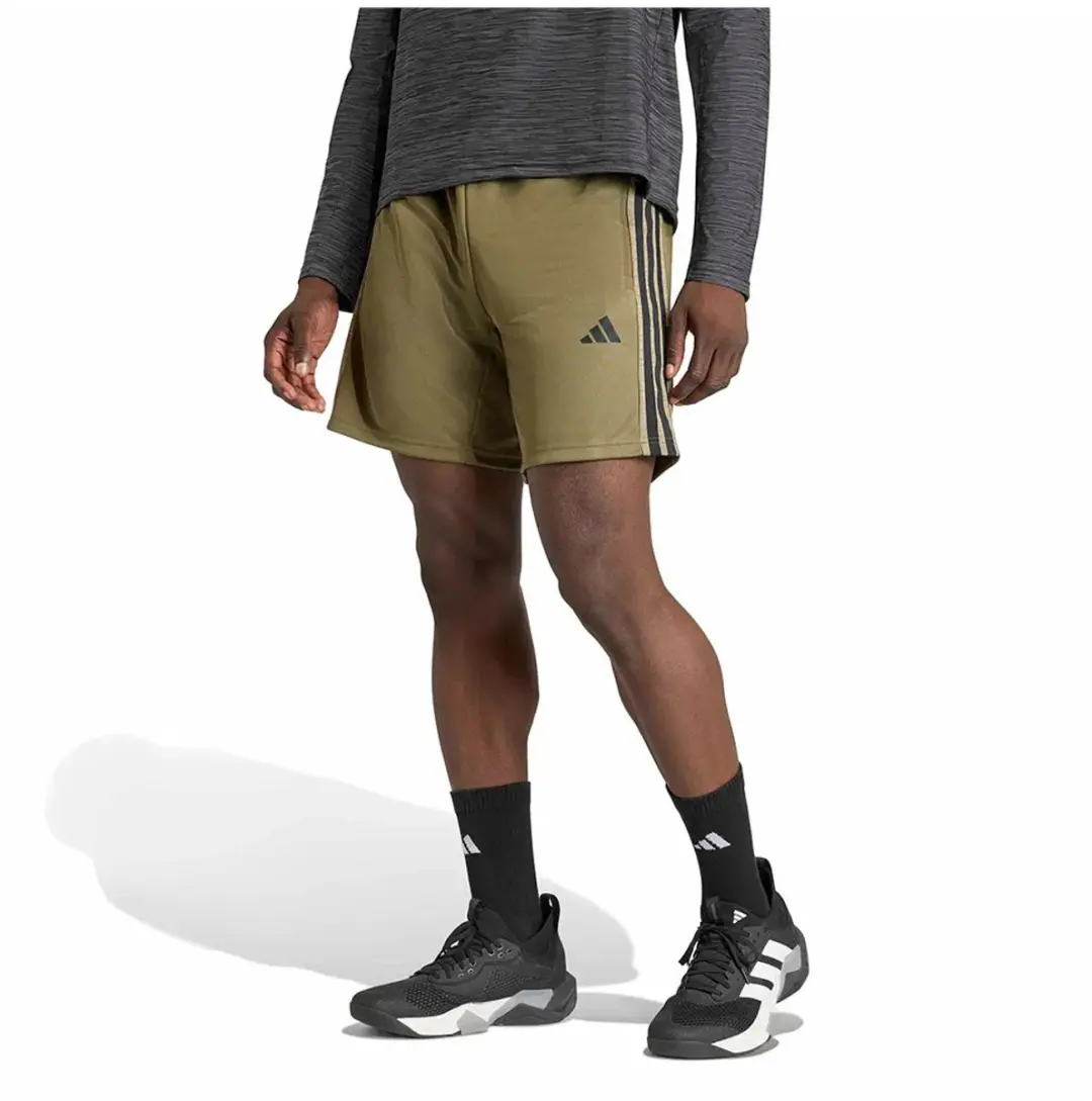 Adidas Workout Essentials 3 Stripes Knit Korte Broek - Olive Strata/XL