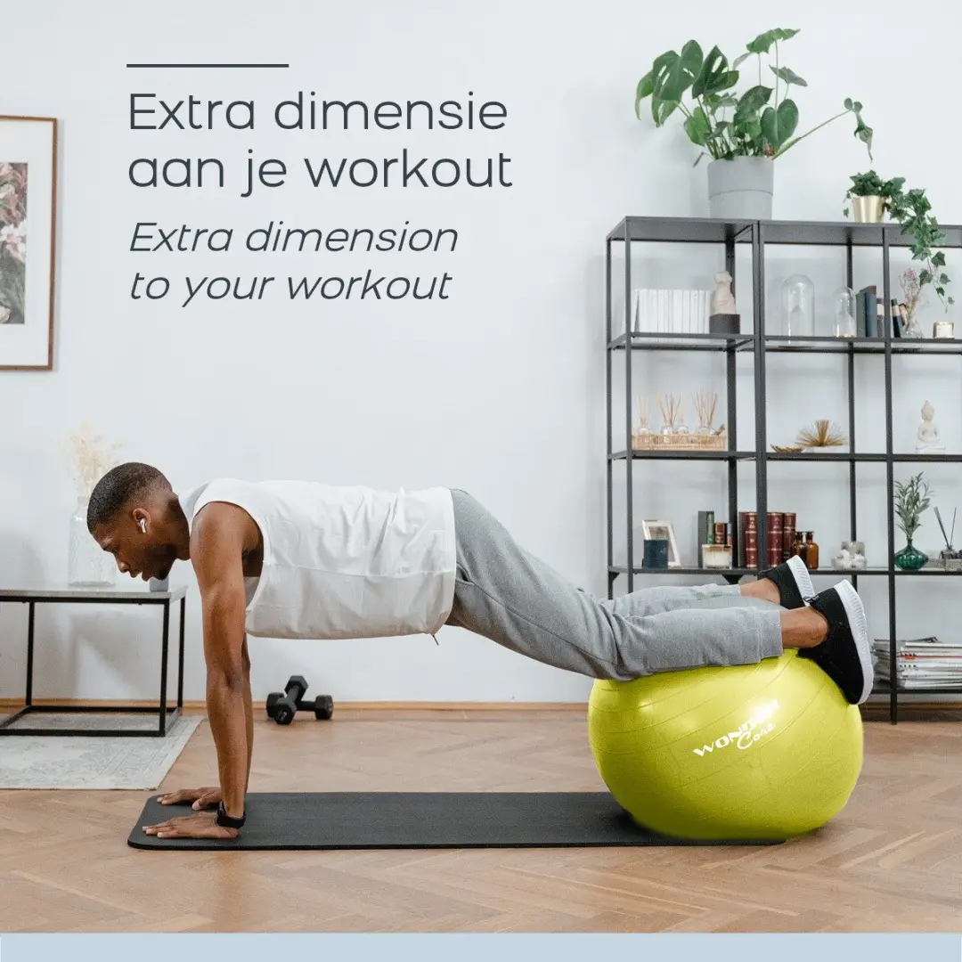 Wonder Core Gymbal Fitnessbal 55cm - Antiburst - Lime Groen