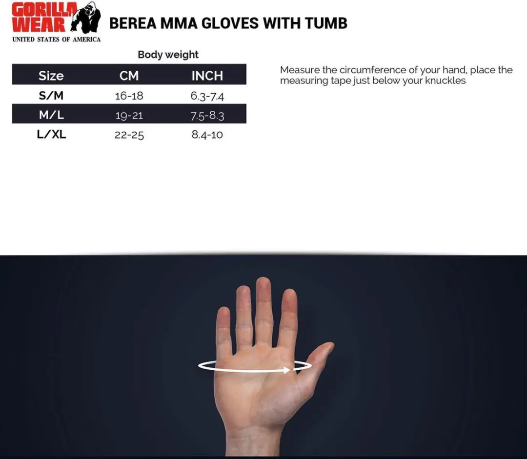 Gorilla Wear Berea MMA Handschoenen - Zwart/Wit L/XL
